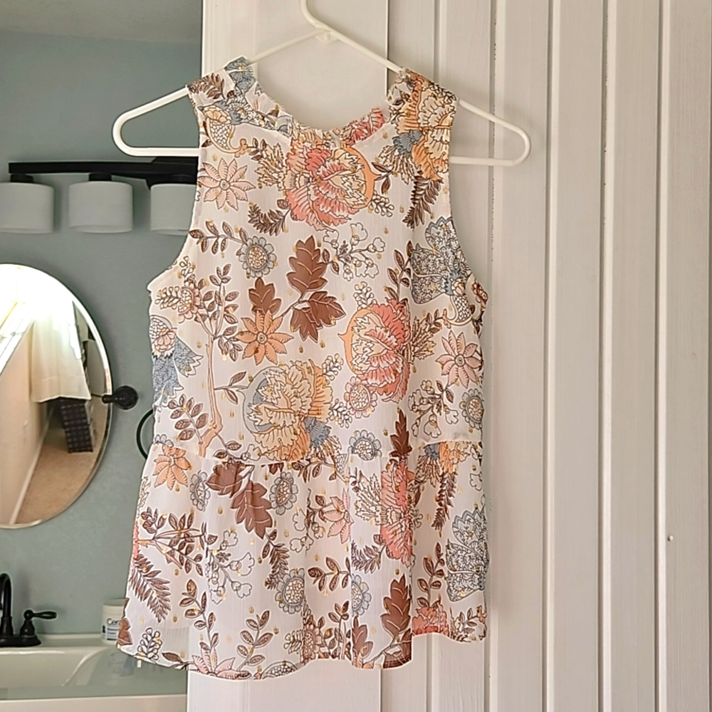 LOFT Baby Doll Autumn Patterned Shell